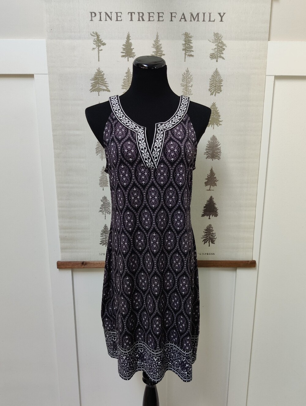 Magnolia Grace Black & White Print Sleeveless A-Line Shift Dress - Size Large